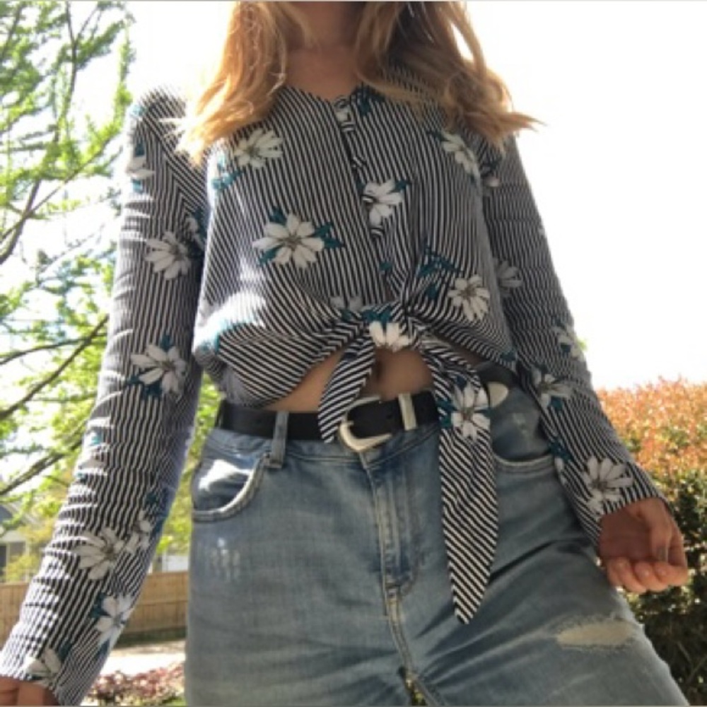 LAST CHANCE Floral Stripe Blouse